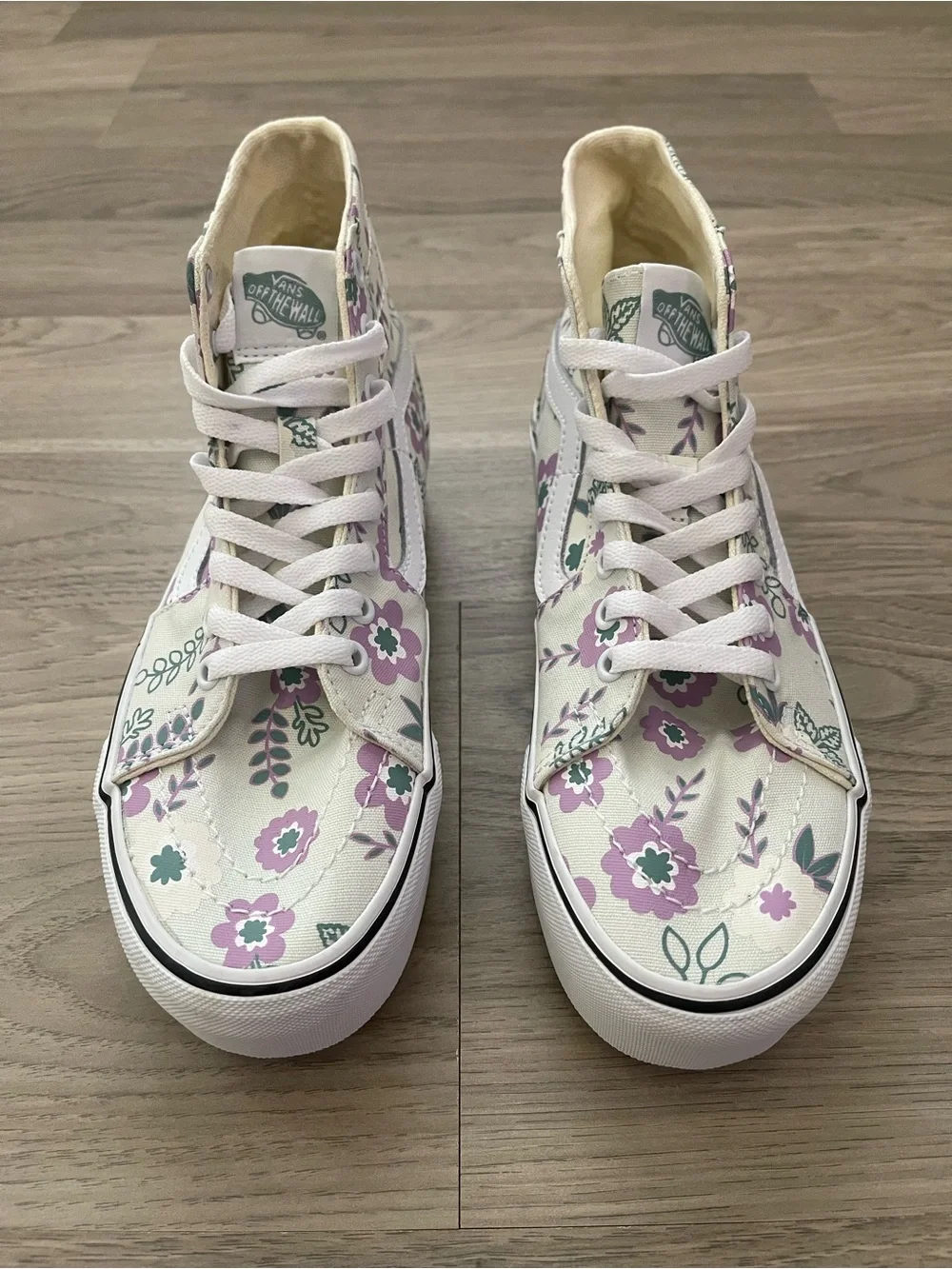 Vans Sk8-Hi Tapered Stackform Lavender Floral Print High Top Platform Sneakers
